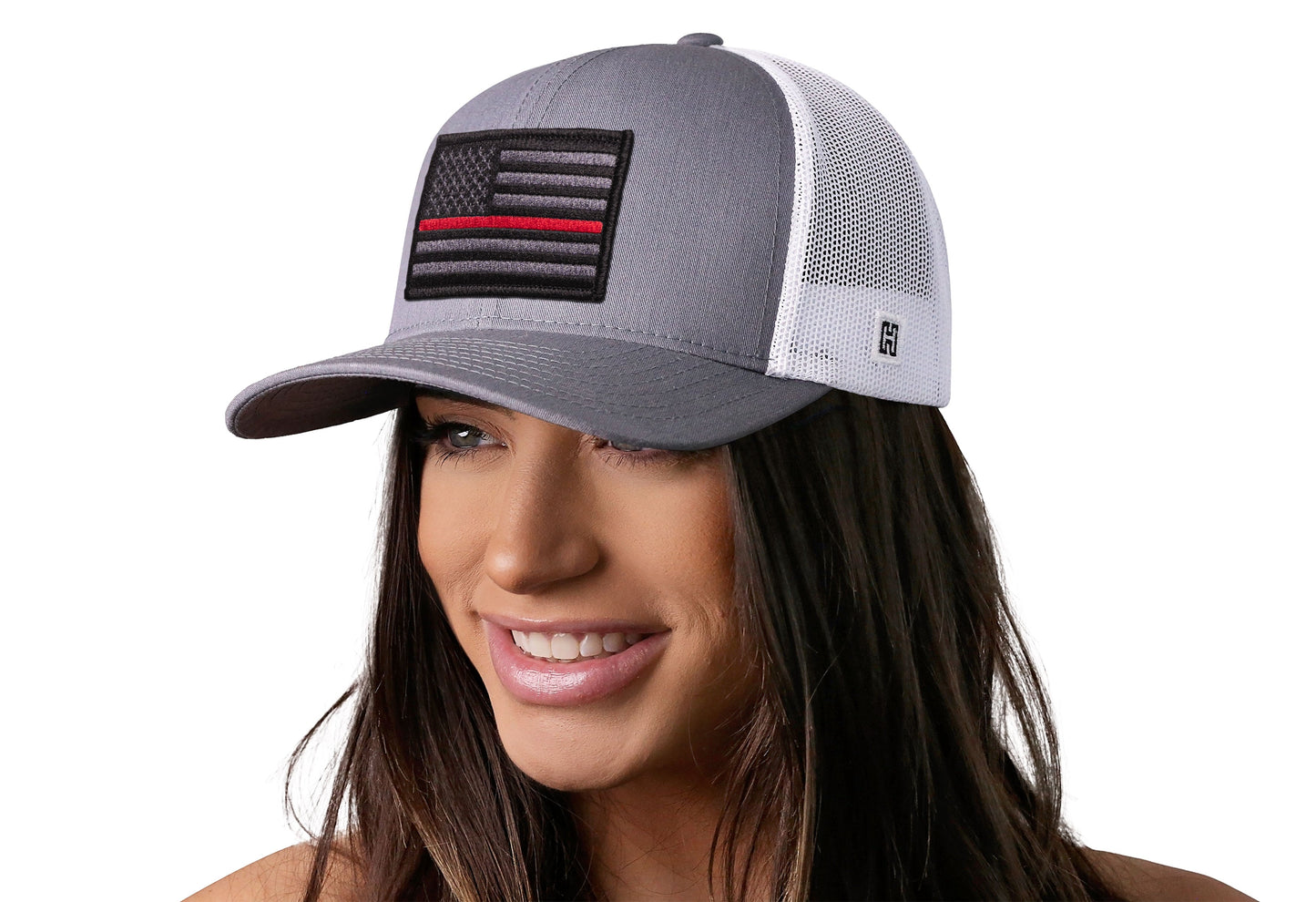 Thin Red Line Trucker Hat | Gray-White Fire Tactical Snapback