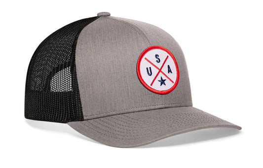 USA Trucker Hat | Gray-Black America Snapback