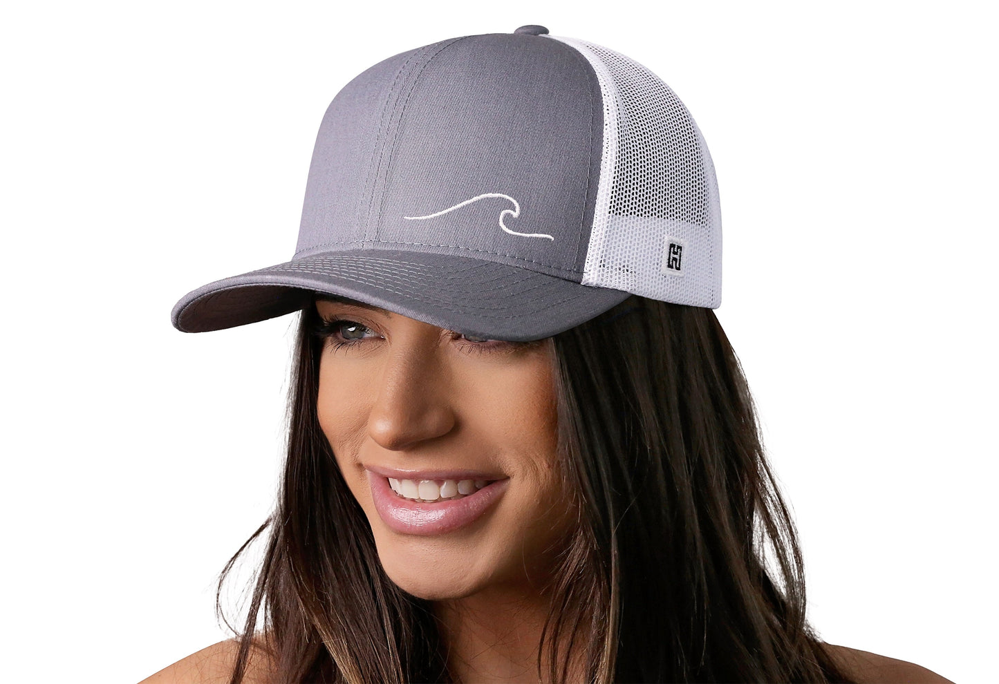 Wave Trucker Hat | Gray-White Beach Snapback