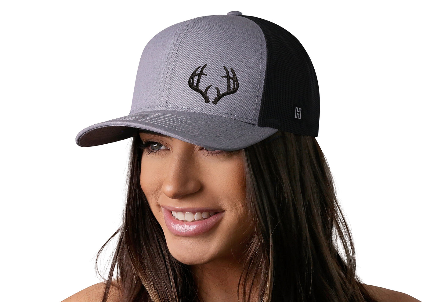 Buck Antler Trucker Hat | Gray-Black Buck Antler Snapback