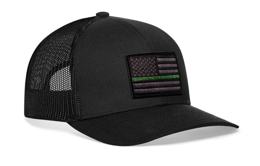 Thin Green Line Trucker Hat | Black Army Tactical Snapback