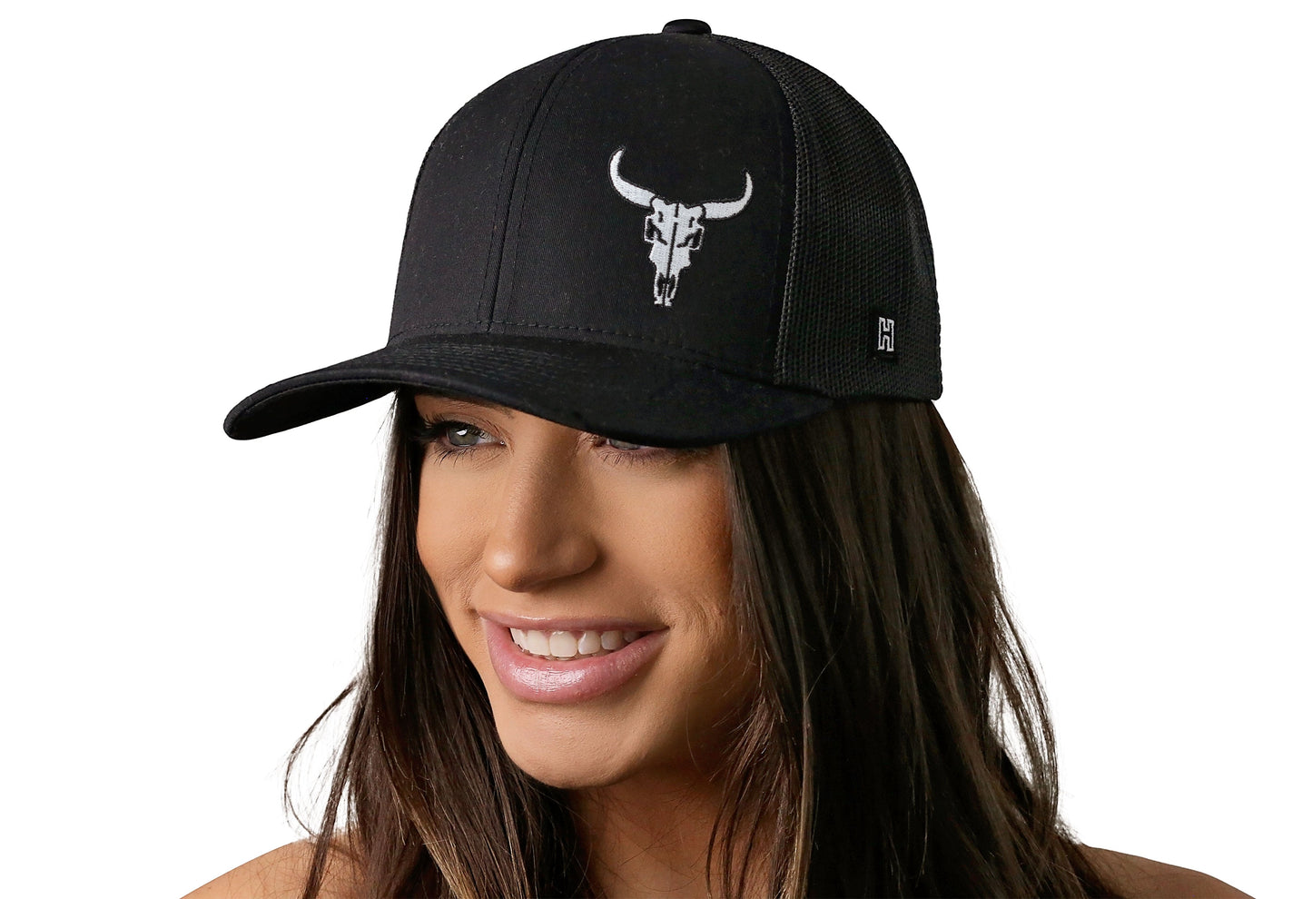 Bull Skull Trucker Hat | Black Bull Skull Snapback
