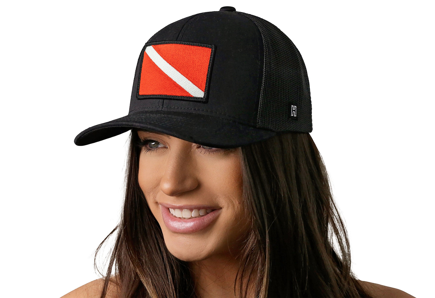Dive Flag Trucker Hat | Black Scuba Diving Snapback