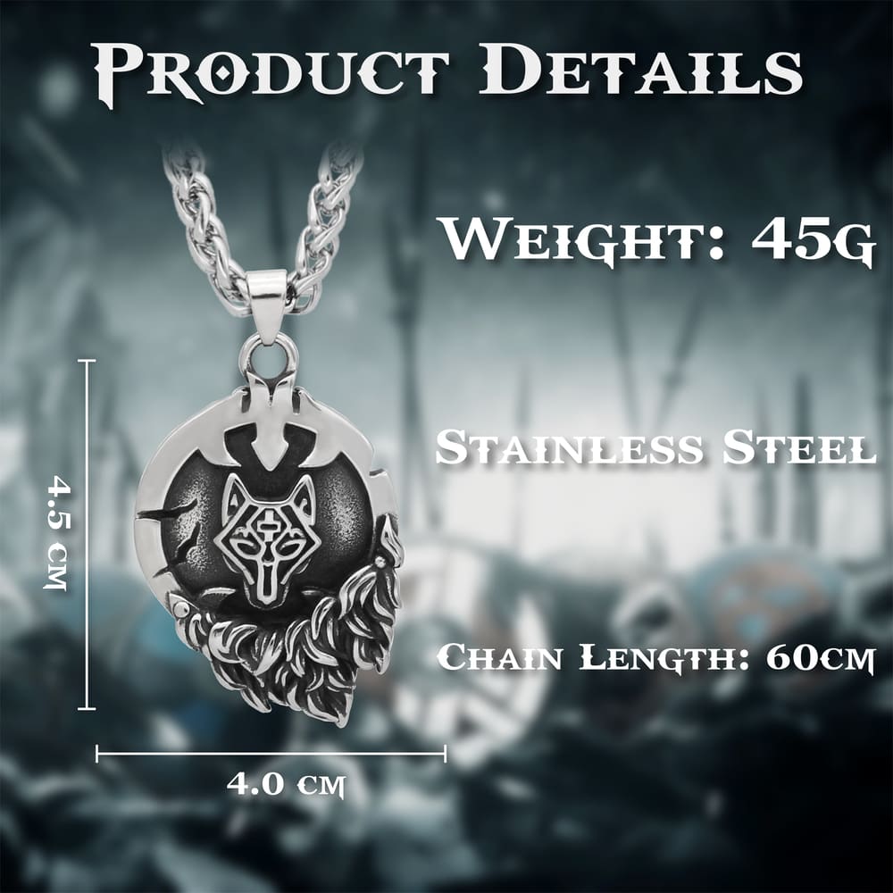 Norse Wolf Head Stainless Steel Necklace
