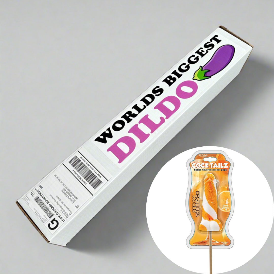World's Biggest Dildo Prank Package: Includes a FREE Mystery Beersy Can Cooler