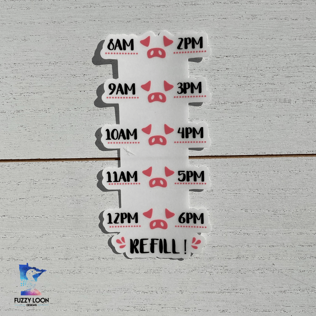 Motivational Water Tracker Pig Sticker