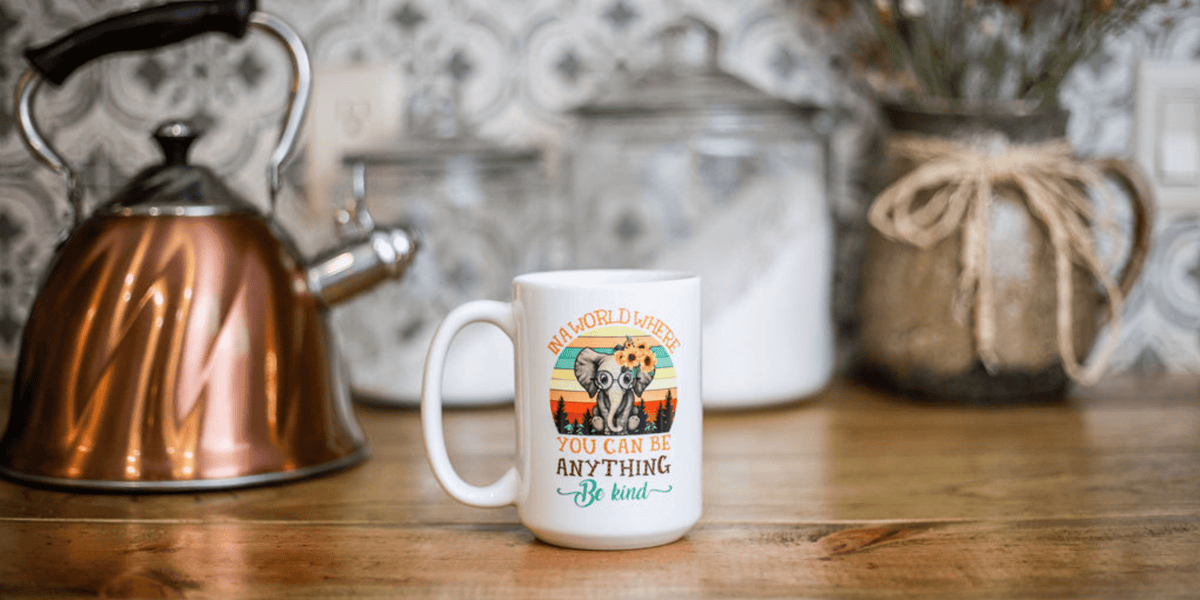 In a World Where You Can Be Anything Be Kind Elephant Coffee Mug