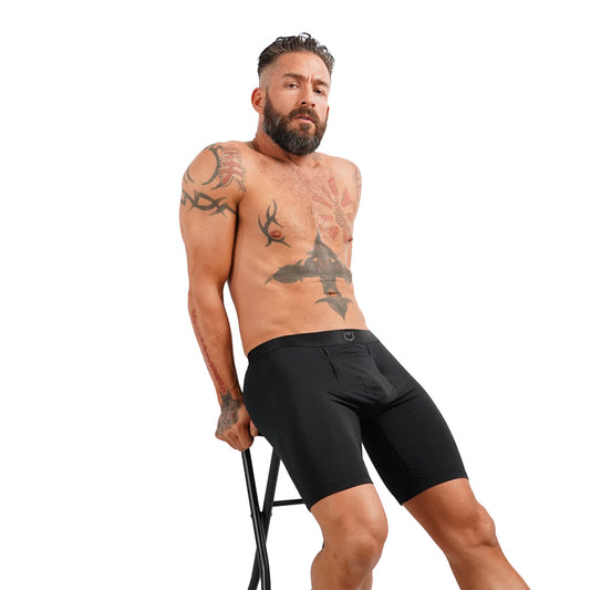 SHEATH V Modal Men's Single Pouch Horizontal Fly Boxer Brief 8"