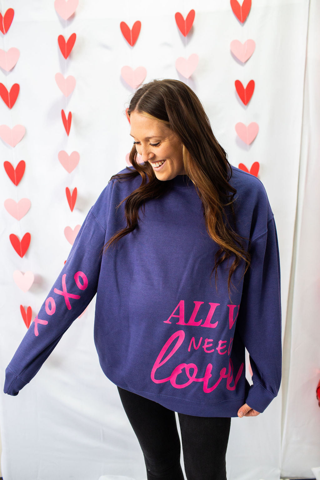 All We Need Is Love Ladies Oversized Crewneck Sweatshirt