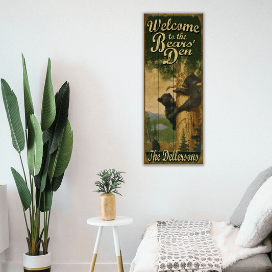 The Bears' Den: Personalized - Wood & Metal Wall Art