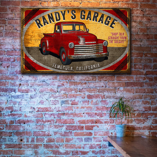 Red Truck Garage Sign - Wood & Metal Wall Art