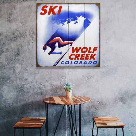 Retro Ski Racer - Wood & Metal Wall Art
