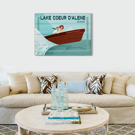 Couple's Boat Ride Bliss - Wood & Metal Wall Art