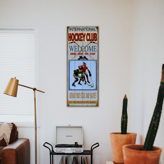 Hockey Club - Wood & Metal Wall Art