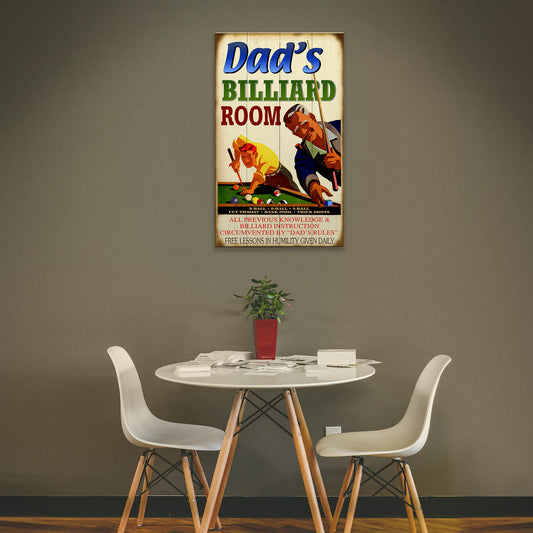 Dad's Billiard Room - Wood & Metal Wall Art