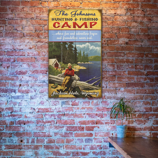 Hunting and Fishing Camp - Wood & Metal Wall Art