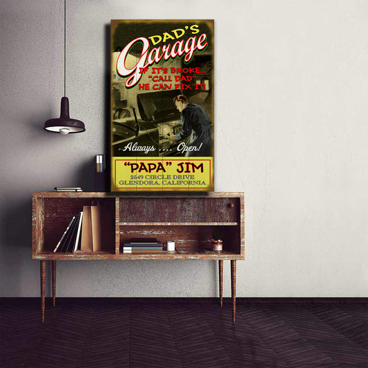 Dad's Garage - Wood & Metal Wall Art