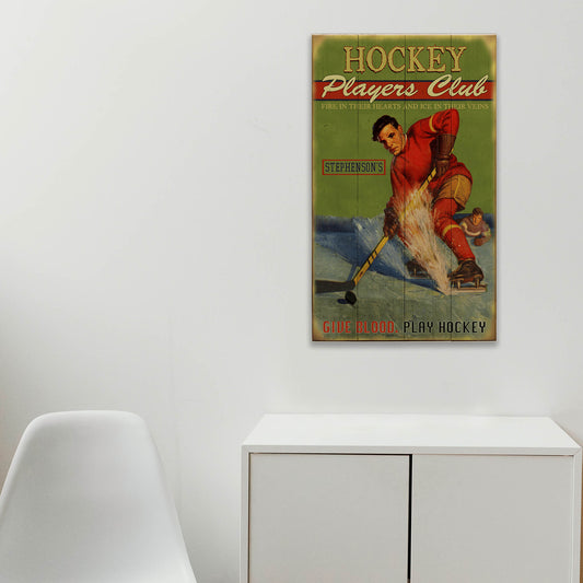 Hockey Players Club - Wood & Metal Wall Art