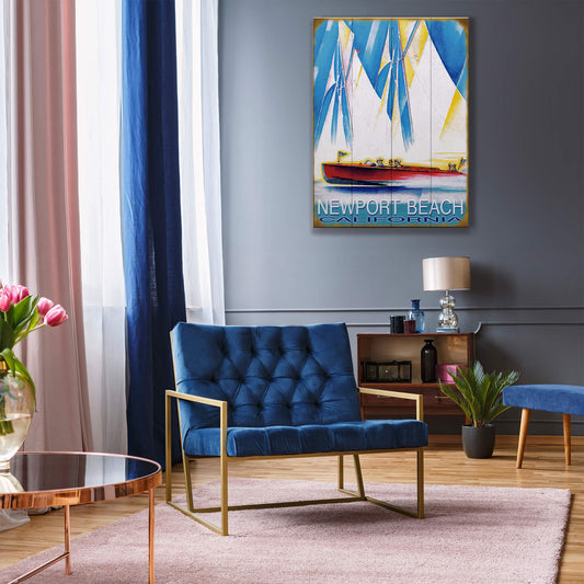 Red Cruiser Motorboat - Wood & Metal Wall Art