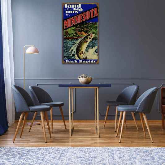 Land the Big Ones: Muskie - Wood & Metal Wall Art