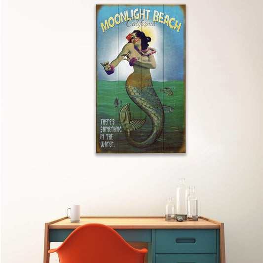 Mermaid Mystique at Moonlight (G) - Wood & Metal Wall Art