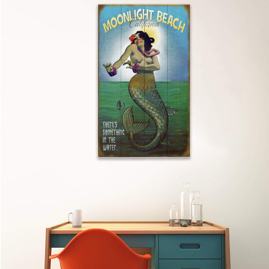 Mermaid Mystique at Moonlight (PG) - Wood & Metal Wall Art