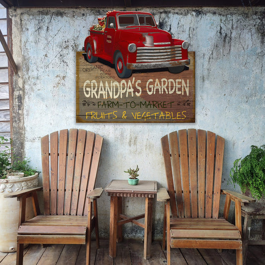Grandpa's Garden Vintage Truck - Wood Wall Decor