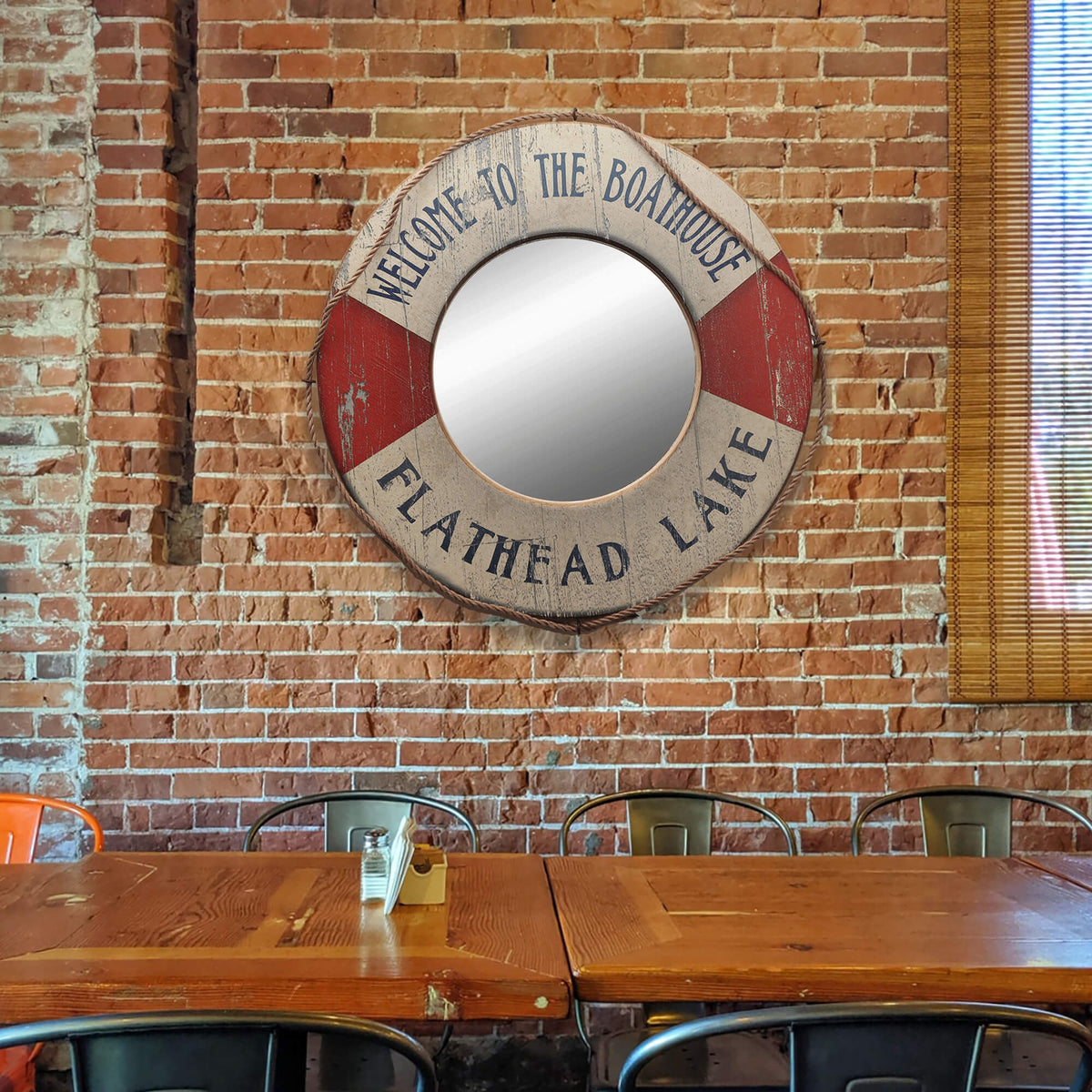 Life Preserver - Wood Wall Decor with Mirror