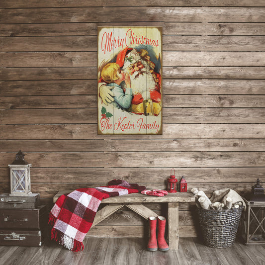 Santa and Whispering Child - Wood & Metal Wall Art