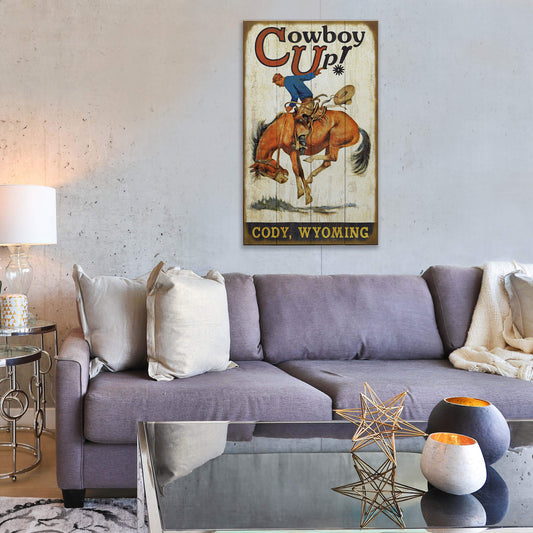 Cowboy Up: Personalized - Wood & Metal Wall Art