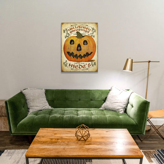 Halloween Greetings Jack-o-Lantern - Wood & Metal Wall Art
