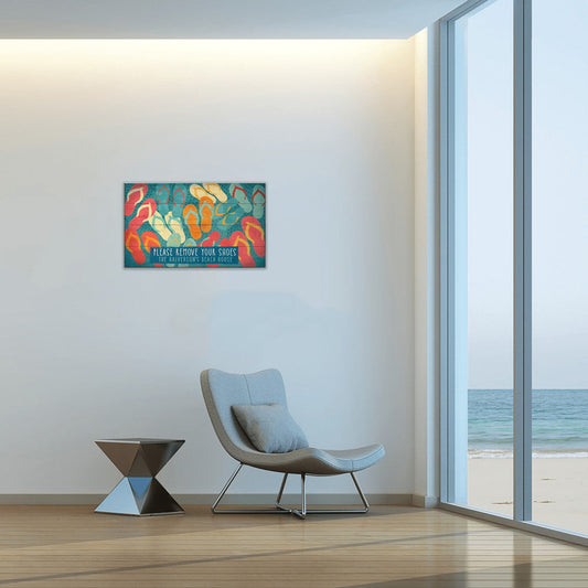 Please Remove Your Flip Flops: Personalized - Wood & Metal Wall Art