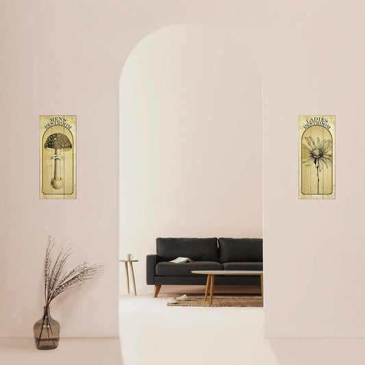 Ladies Restroom Flower - Wood & Metal Wall Art