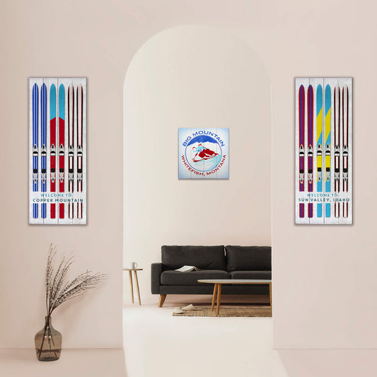 Ski Lineup: Ready for Adventure - Wood & Metal Wall Art