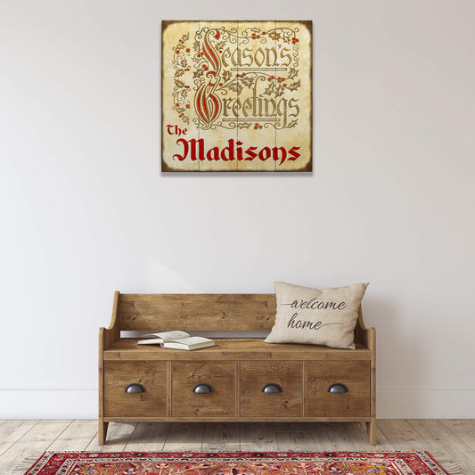 Seasons Greetings: Personalized - Wood & Metal Wall Art