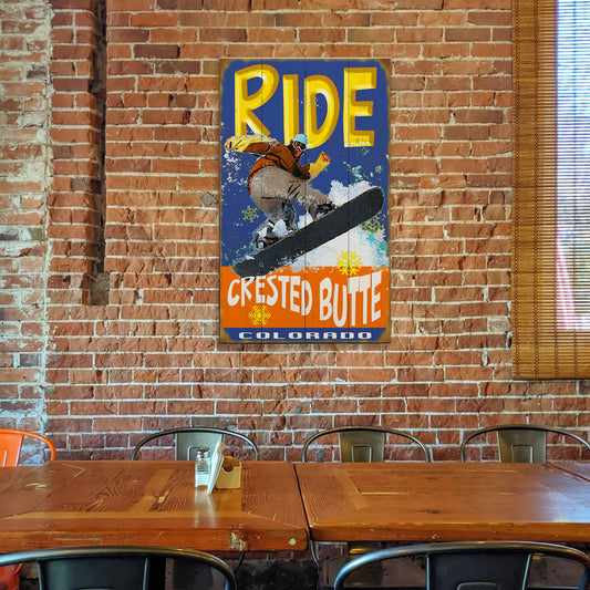 Ride Snowboard - Wood & Metal Wall Art