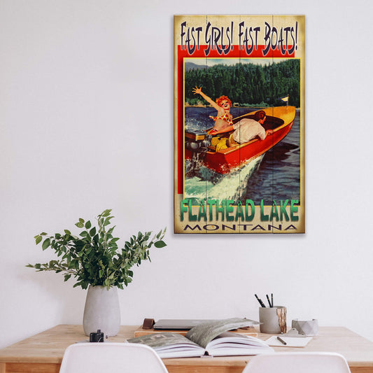 Fast Girls, Fast Boats: Lake - Wood & Metal Wall Art