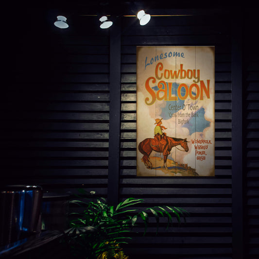 Lonesome Cowboy Saloon - Wood & Metal Wall Art