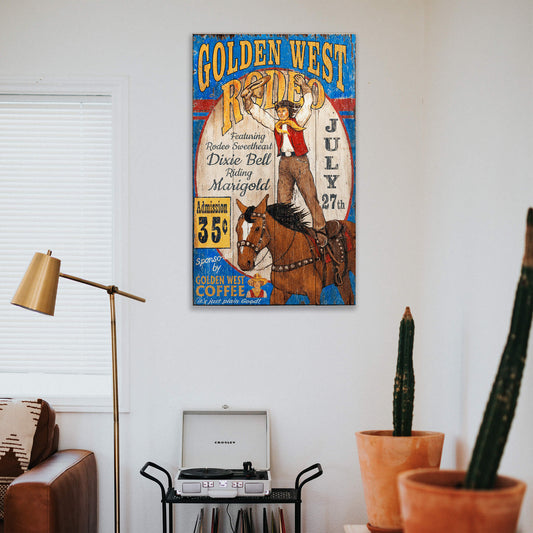 Golden West Rodeo - Wood & Metal Wall Art