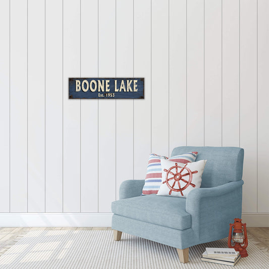Old Town Charm Sign: Blue - Wood & Metal Wall Art