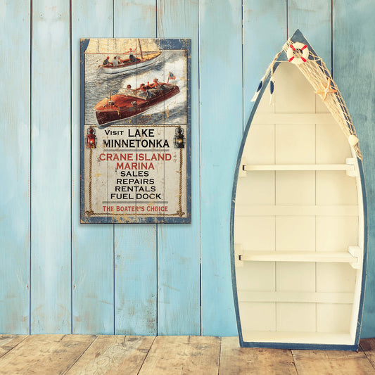 Crane Island Marina- Wood & Metal Wall Art