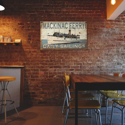 Mackinac Ferry - Wood & Metal Wall Art