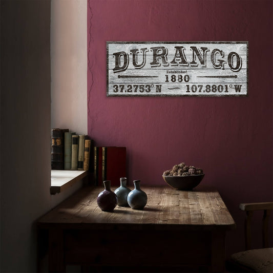 Durango Western Town Established & Coordinates - Wood & Metal Wall Art