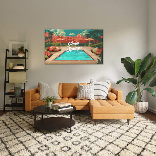Palm Springs Mountain View: Smooth Finish - Wood & Metal Wall Art