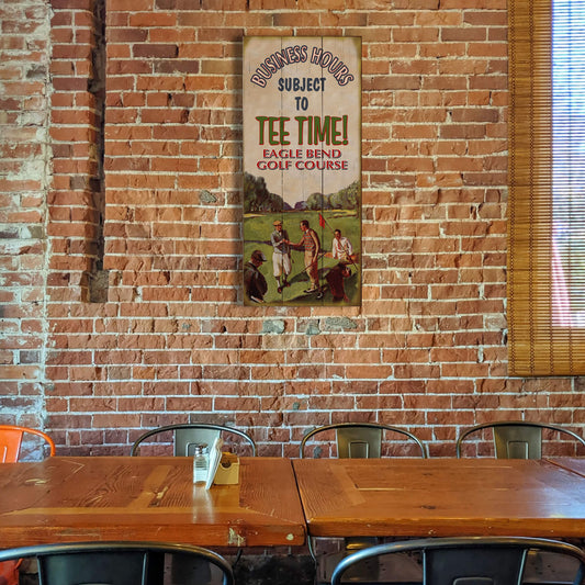 Business Hours Subject to Tee Time: Personalized - Wood & Metal Wall Art