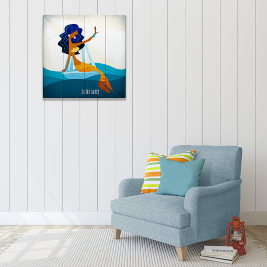 Mermaid's Wave: Square - Wood & Metal Wall Art