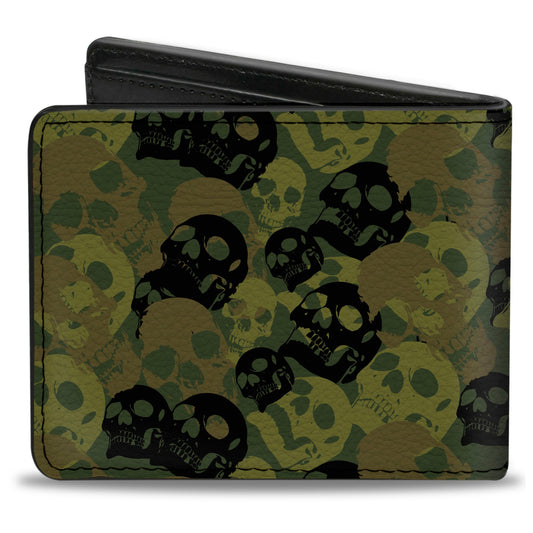Bi-Fold Wallet - Camo Olive Black Skull Yard2