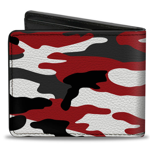 Bi-Fold Wallet - Camo Red Black Gray White