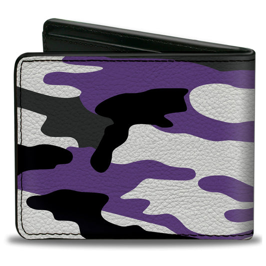 Bi-Fold Wallet - Camo Purple Black Gray White