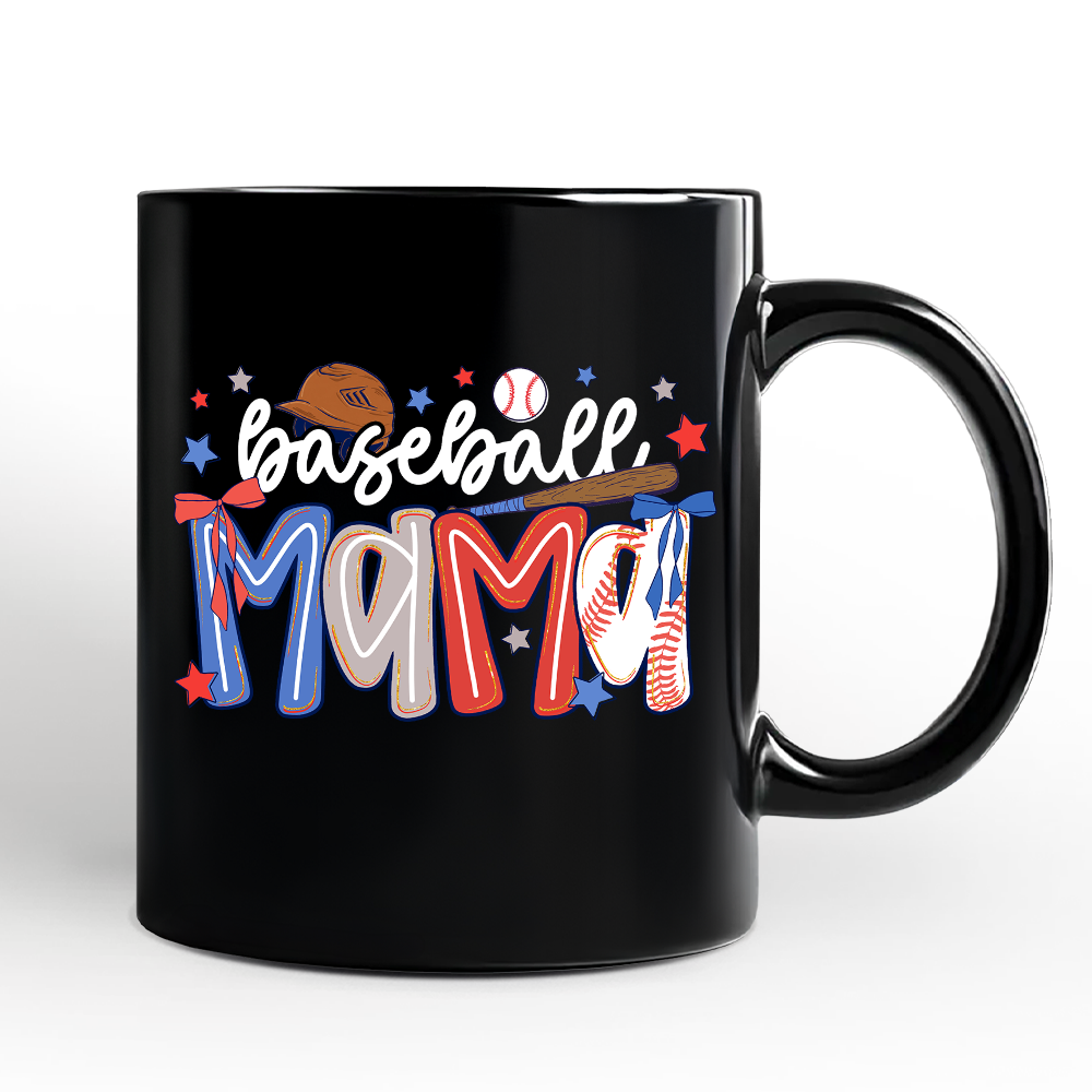 Baseball Mama Preppy Bow Mug, Girly Sports Mom Gift